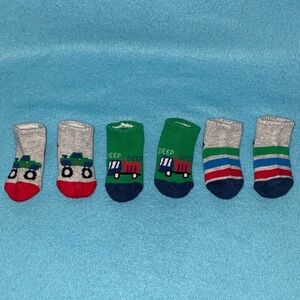 INFANT socks monster truck dump truck stripes cozy comfy 3 pair size 0-6 months
